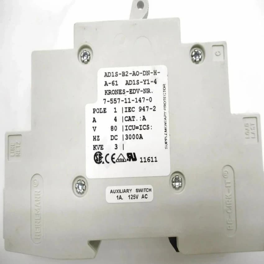 1 Pole 4A Heinemann,Circuit Breaker, Ad1s-b2-ao-dn-h-a-61