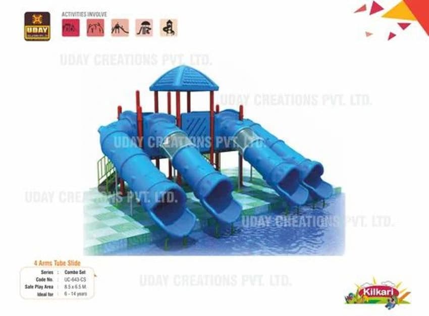 Kilkari Fibreglass Outdoor Playground 4 Arms Tube Slide, For Children Play Set