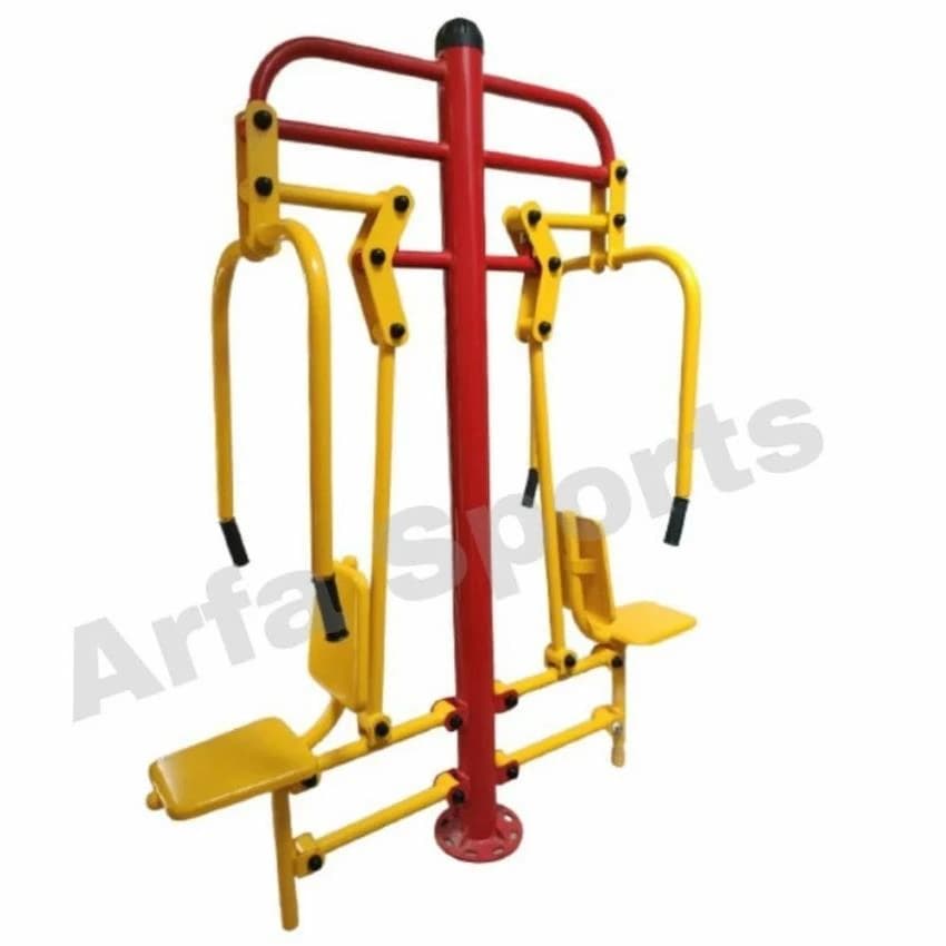Mild Steel Yellow and Red Outdoor Gym Chest Press, Size: 1800x660x2200 mm