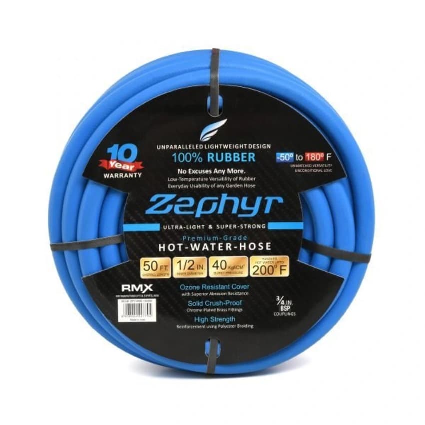 Zephyr Rubber Hot-N-Cold Water / Garden Hose 13mm X 20m With Fittings (ZW1320)