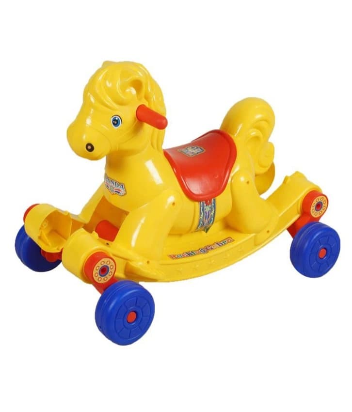 Yellow Plastic Panda Rocking Gabru Horse Musical, 0-3 Yrs