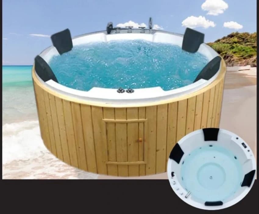 White Acrylic Massage Bathtub Round Spa, 6ft X 6ft