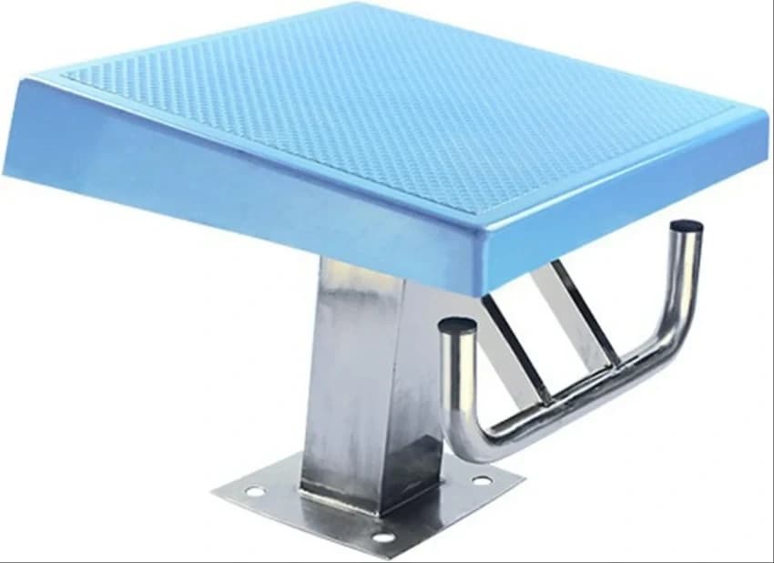 Sky Blue and Silver Metal Swimming Pool Starting Block
