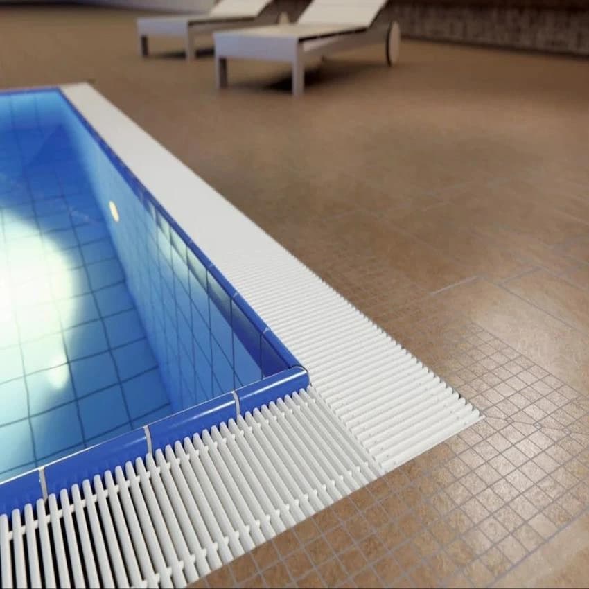 Plastic Blue and White Swimming Pool Grating, Size: 8 Inch, 30 Pins