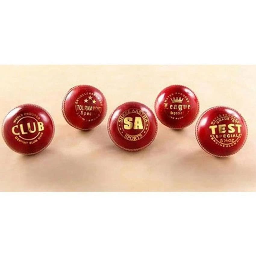 Red,Golden Leather Cricket Ball
