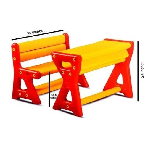 Yellow And Red Play School Chair Table