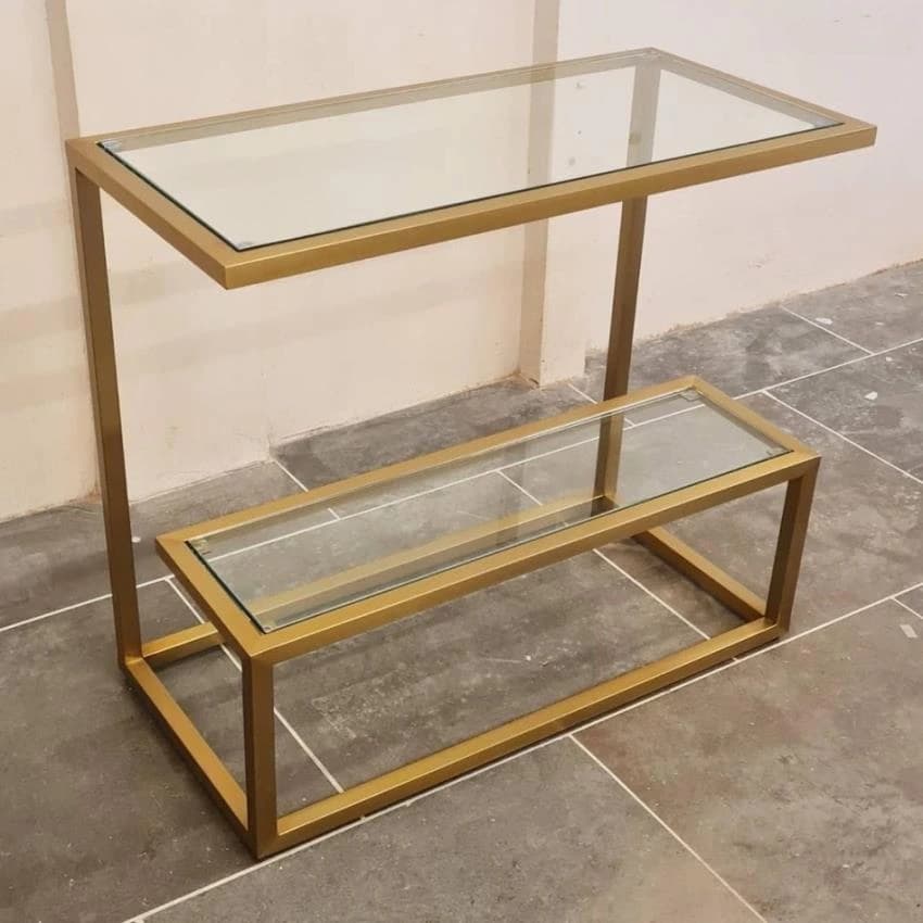 4feetx2.5feet(LXW) Wooden And Glass Brown Designer Table