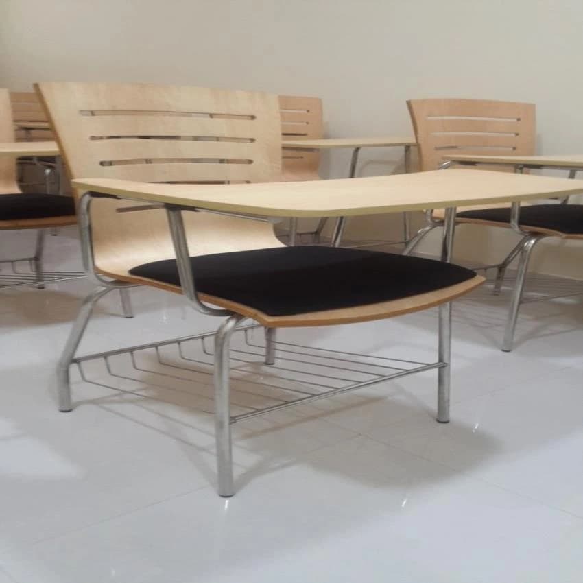 Blue Plastic waiting pad chair, For School