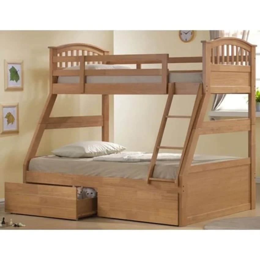 Wooden Bunk Bed, Storage: With Drawer Storage, Solid Teak Wood