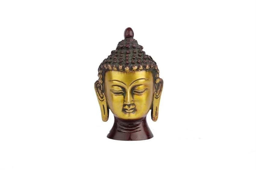 Kk international Handmade Brass Buddha head Statue, Size/Dimension: 2.5x1.5x4
