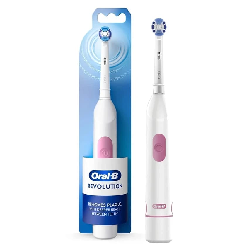 White Oral-B Revolution Battery Toothbrush, For Tooth Cleaning