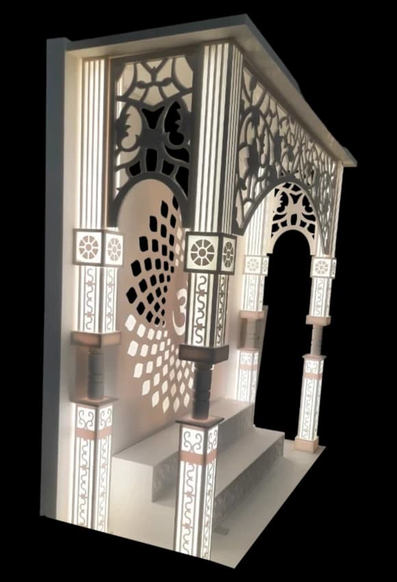 White Polished Corian Mandir, For Religious