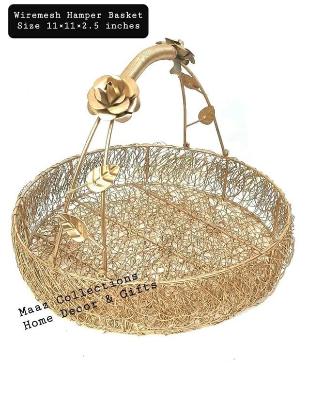 Gold Iron Wiremesh Hamper Basket