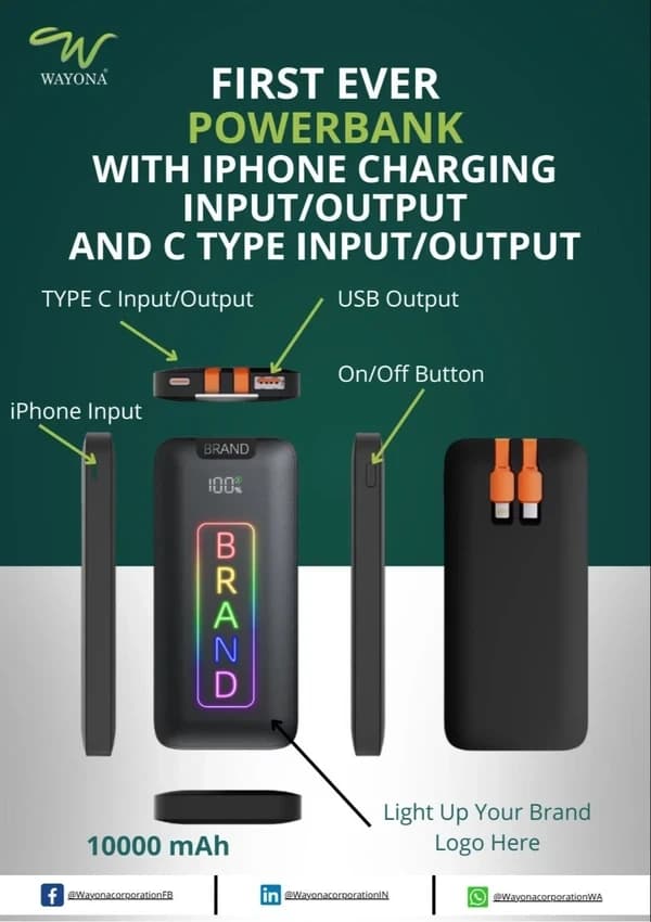 Black BACKLIT GLOW POWERBANK, Model Name/Number: Wyblglpb