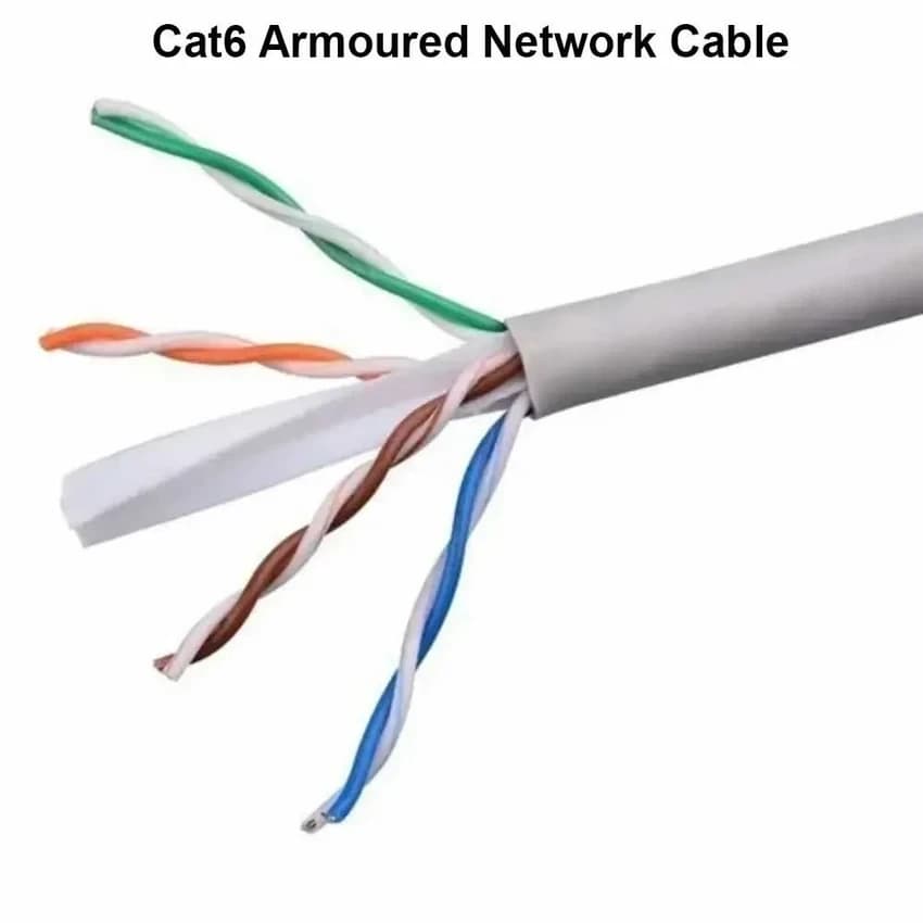 Cat6 Armoured Network Cable, Bare Copper, 305 meter