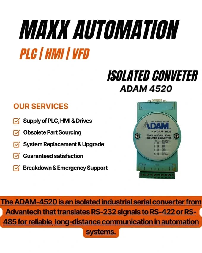 ADAM-4520 RS-232 to RS-422/RS-485 Isolated Serial Converter, Data Rate: 115.2 Kbps, 1 port