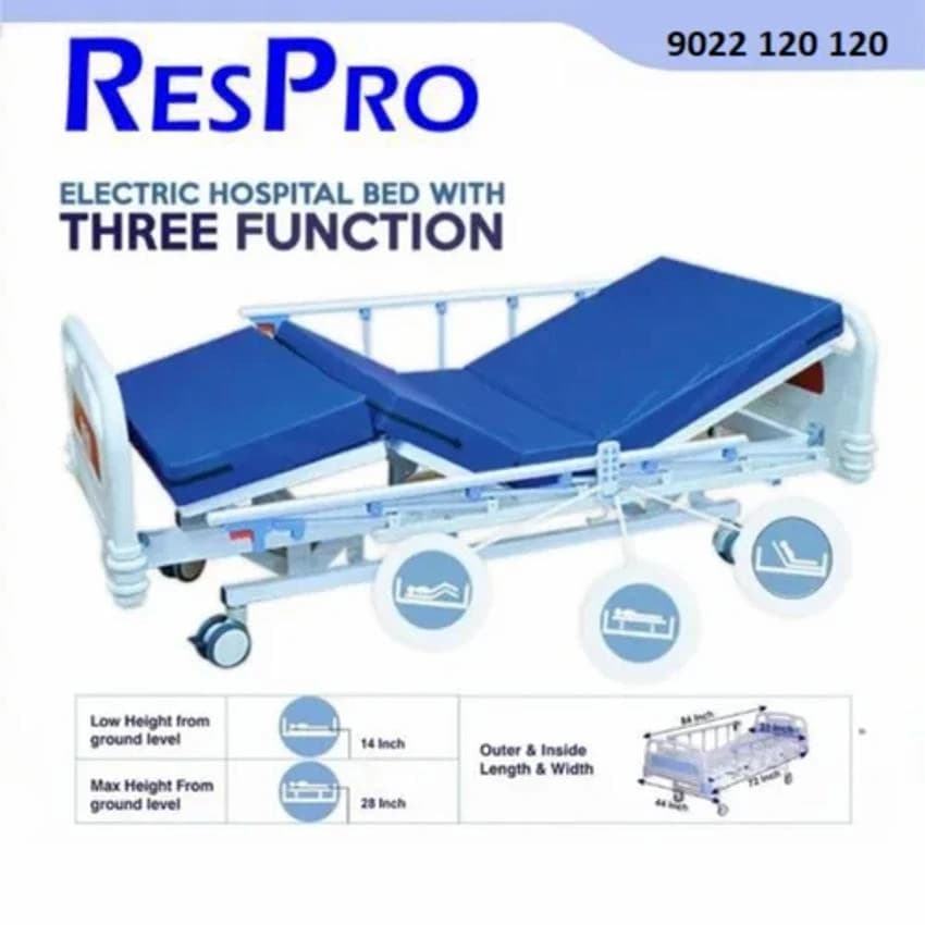 Automatic Icu 3 Function Respro Brand Hospital Bed For Rental Hire In All Over Mumbai