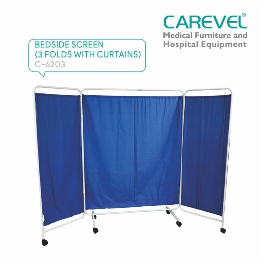 Carevel C 6203 3 Folds With Curtains Bedside Screen