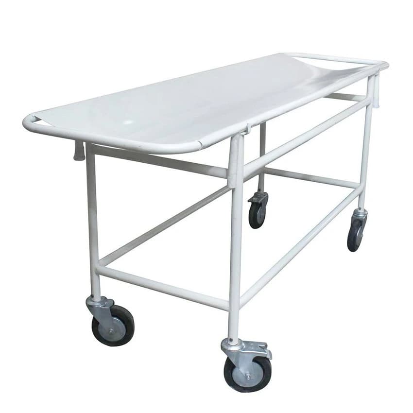 Blue and White Stainless Steel Patient Trolley Stretcher, For Hospital