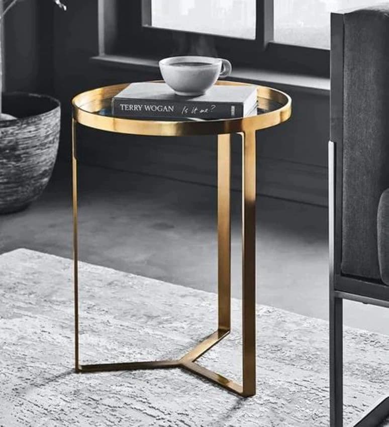 Golden End Table In Autumn Brown Finish