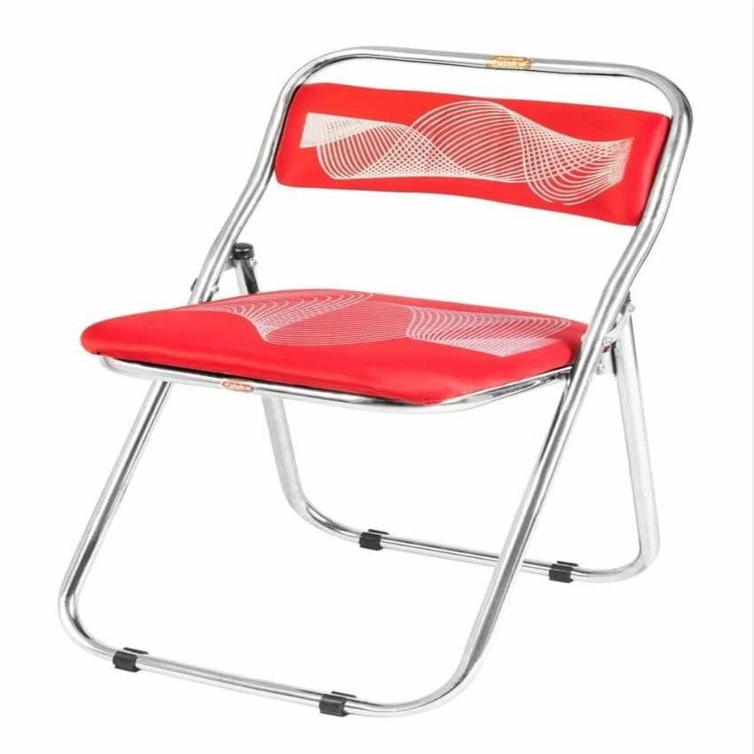 Iron Patelraj Metal and Cotton Office Folding Chair (Red, Pre-assembled), With Armrest