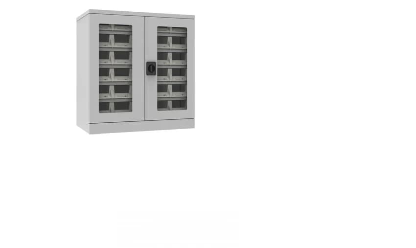 30 Bins Cabinet With Glass Doors