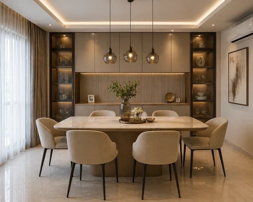 Custom Dining Table Manufacturer Gurgaon 4 6 8 Seater Veneer Marble Top