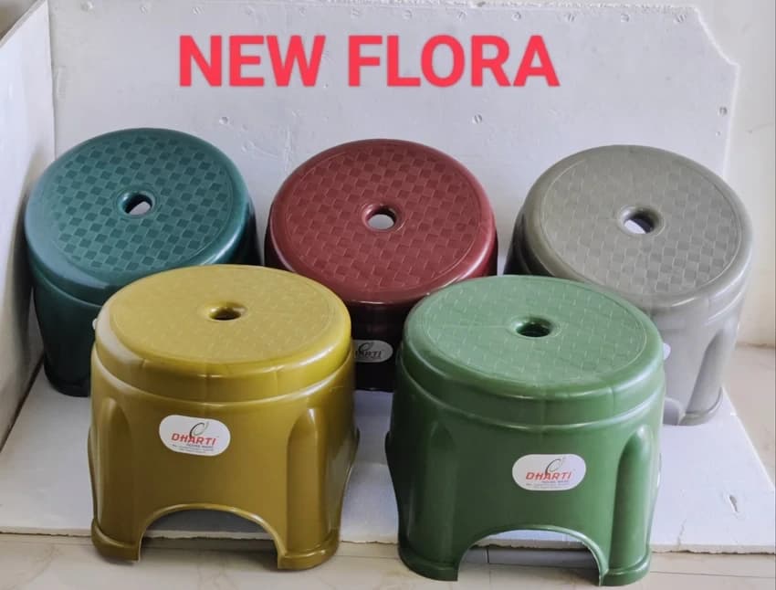 DHARTI Multicolor FLORA BATHROOM STOOL, 700 Gram
