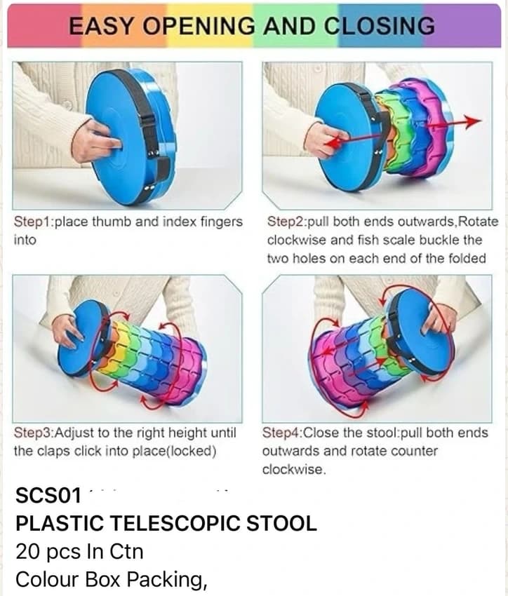 Telescopic Plastic Folding Stool (18 Inch)