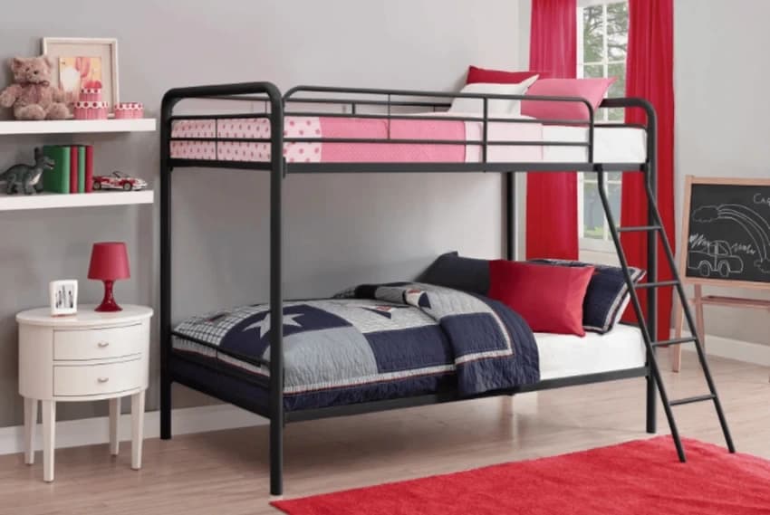 Metal Bunk Bed, Single over Single, Storage: Without Storage