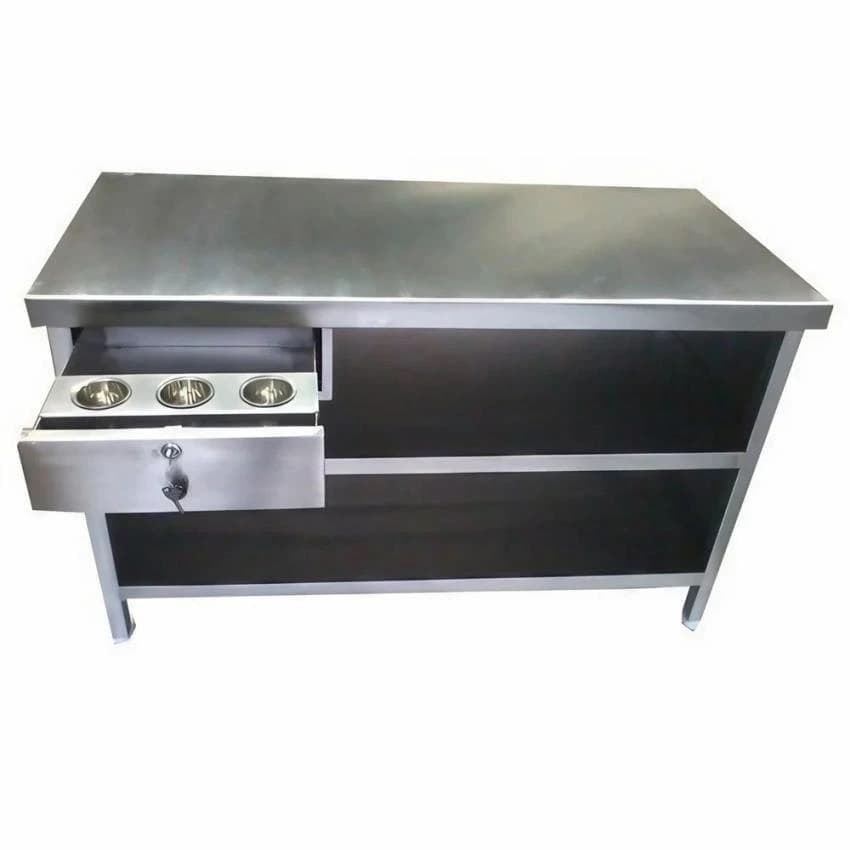 Stainless Steel White L Shape Cash Counter, For Commercial
