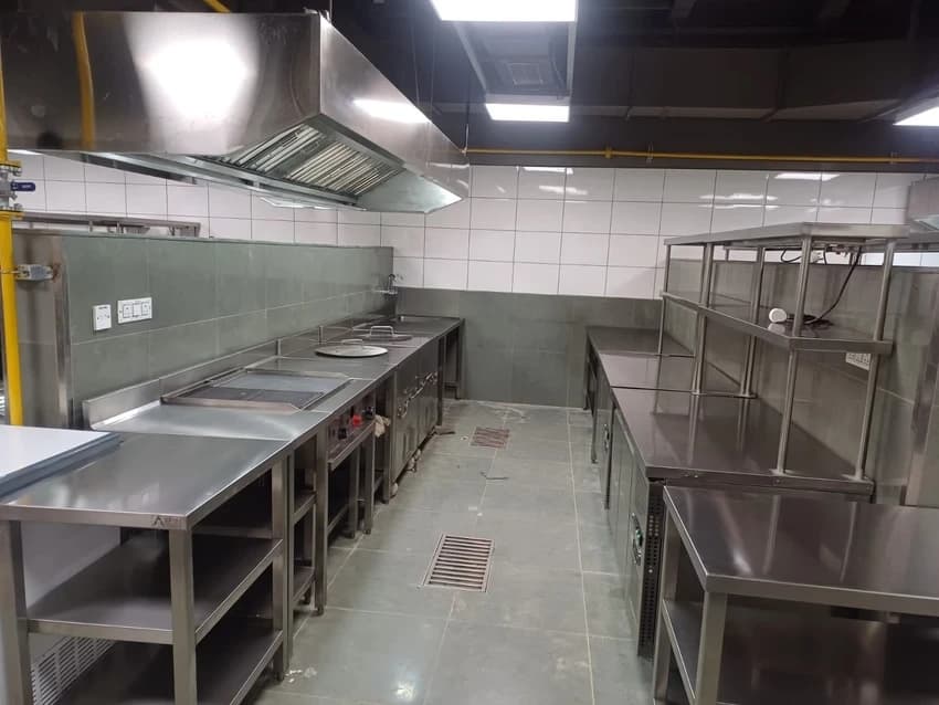 Stainless Steel SS Table with double over head shelf, For Hotel