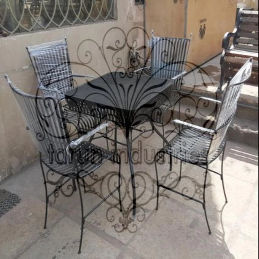 Wrought Iron Dining Table Perforated Jali Top In Jaipur Tarun Industries