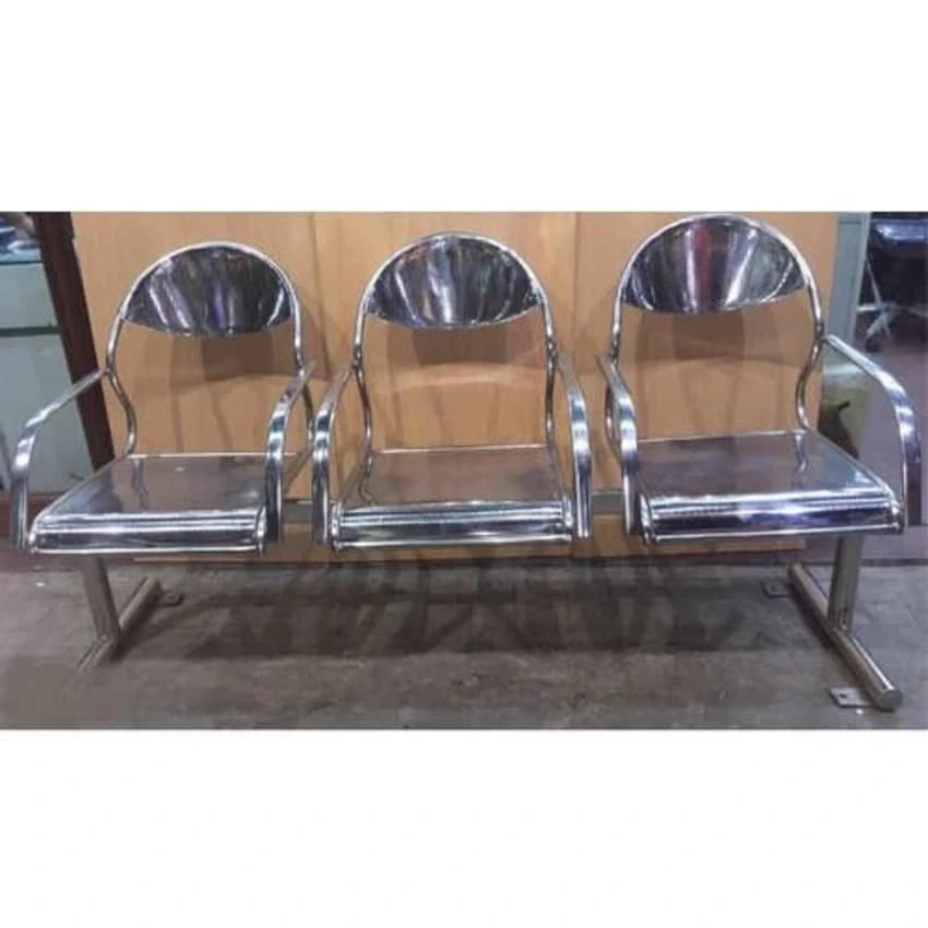 Silver 3 Person SS Three Seater Waiting Chairs, For Hospital, Office, Airport, Etc