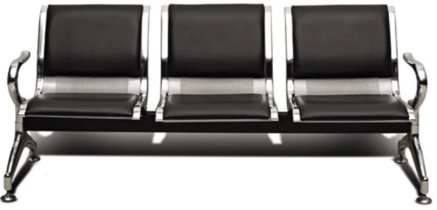 Stainless Steel Leather VE - 145 Black Iron 3 Seater