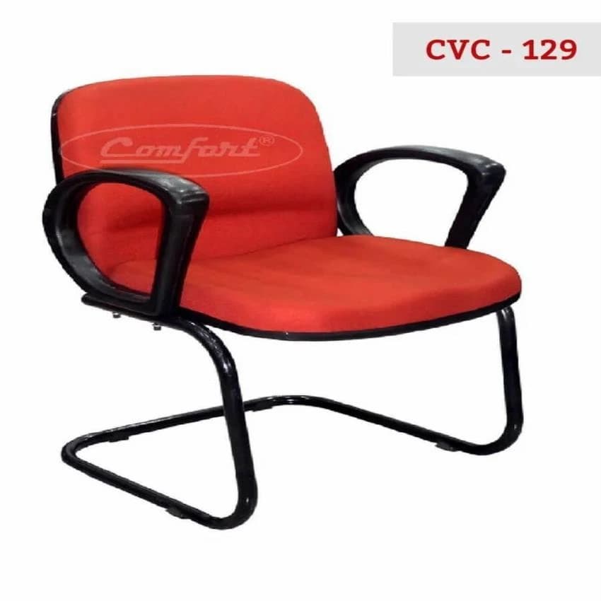 Stainless Steel 1 Seater Comfort CVC-129 S Type Visitor Chair, For Used For Visitors, With Armrest