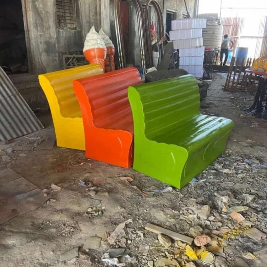Fibre,FRP 3 Seater FRP Garden Bench, With Backrest