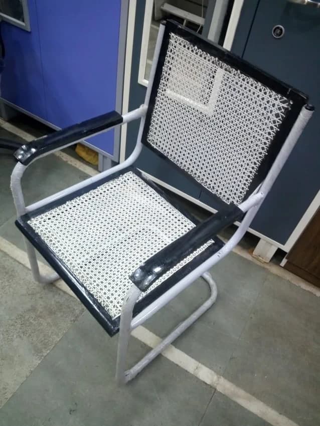 Silver 1 Seater Metal Cane Office Chair
