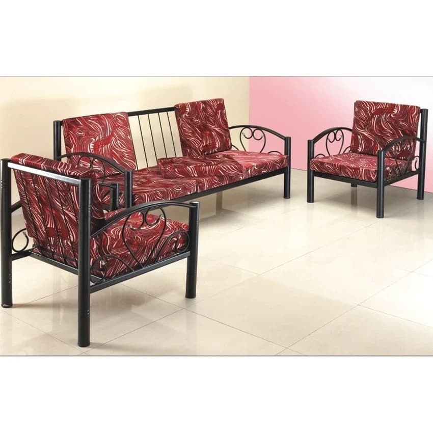 5 Seater Rectangular Metal Sofa Set, 3+1+1