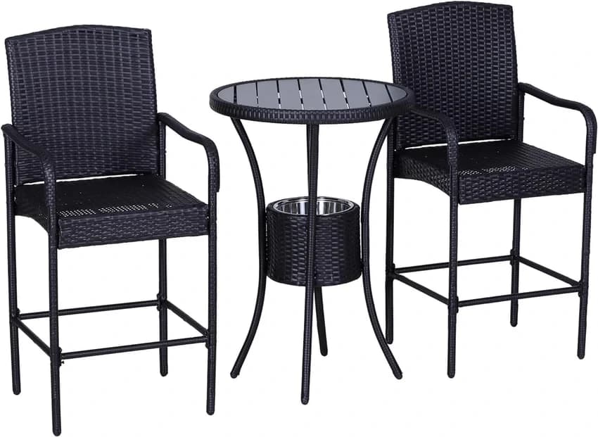 Brown Wicker Glass Dining Table Set, For Home,Restaurant