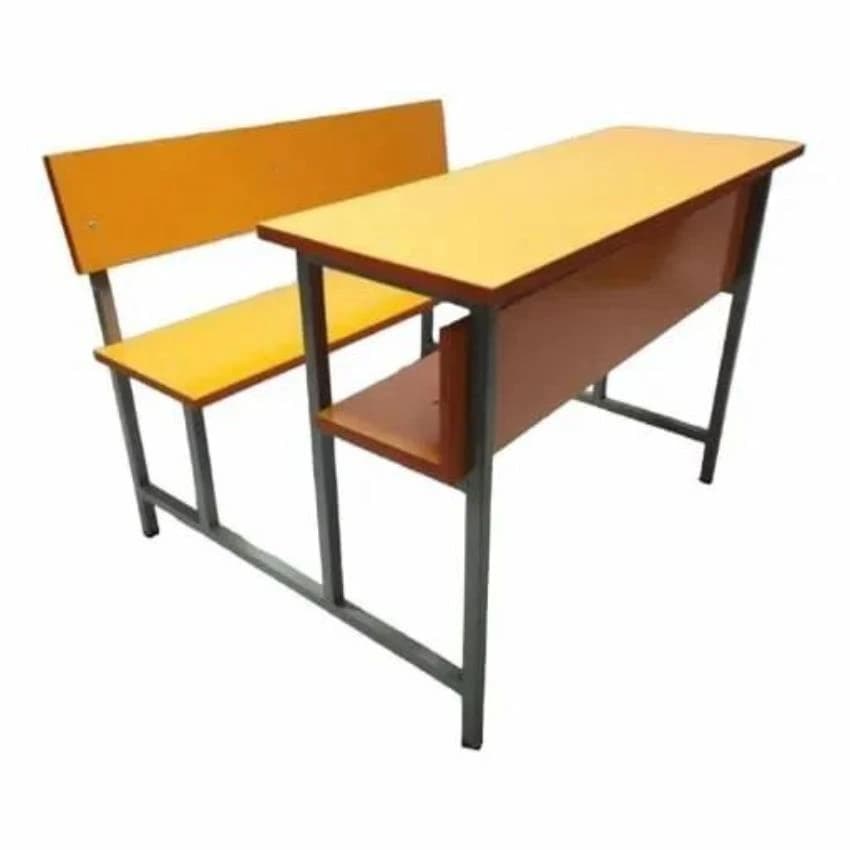 Iron Wooden School Benches With Desk, 2 Seater