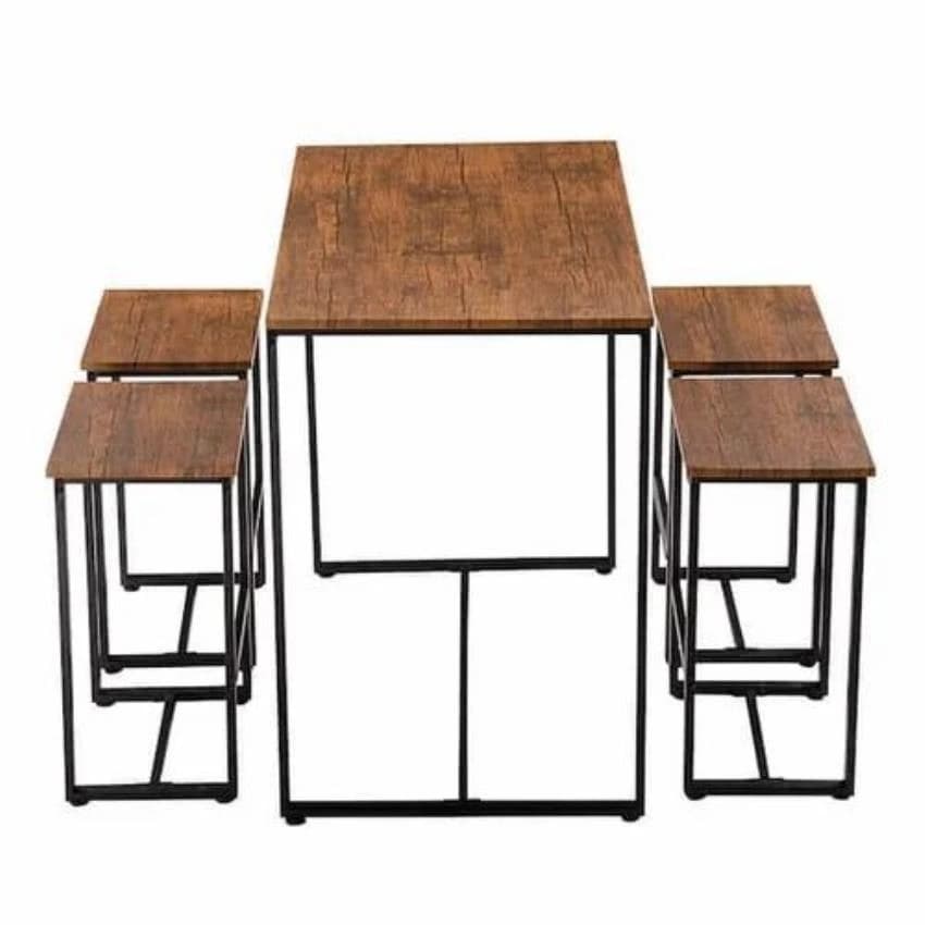 Iron Wooden Chair Table