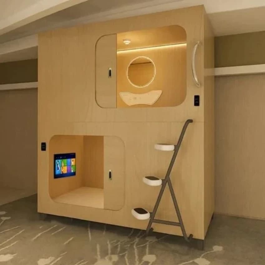 WOOD CAPSULE POD HOTEL BUNK BED