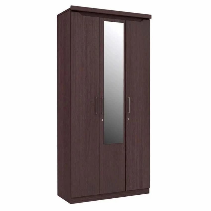 Brown Wooden Mirror Wardrobe, For Home