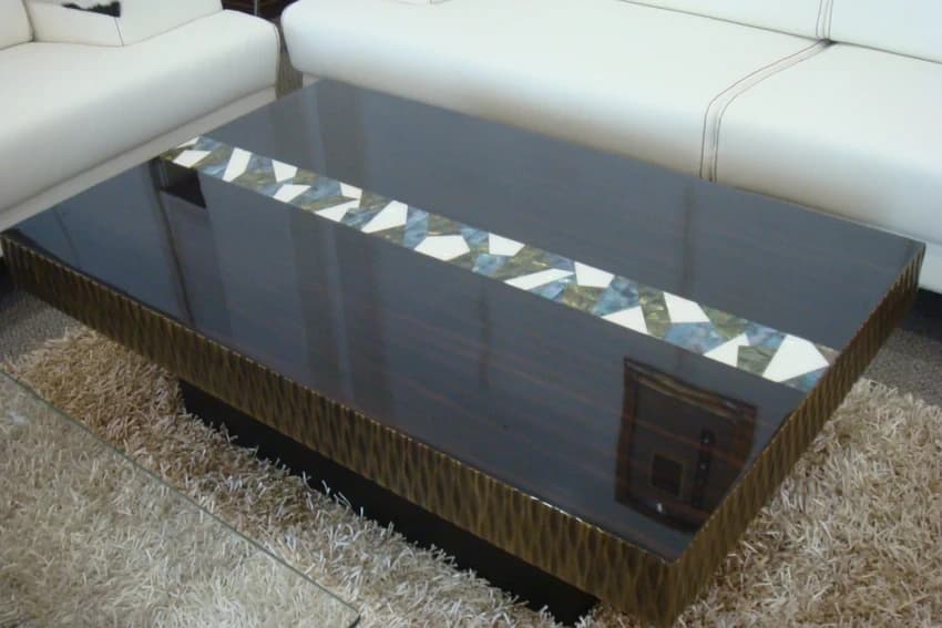 Multicolor Mother of Pearl on Wood Veneer Inlay/ Marquetry - Centre Table Top