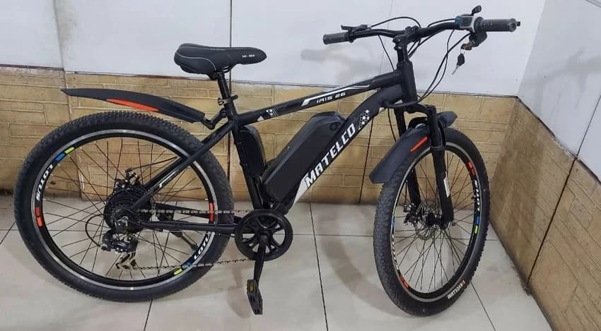 Aluminium Black Matelco Iris 26e Battery Cycle Bldc Motor, Battery Mileage: 40km, Age Group: 12 Years