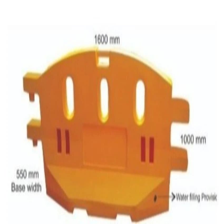 Yellow Tuff Plastic Barricade, 17 Kg, Size: 1600x1000x550 Mm
