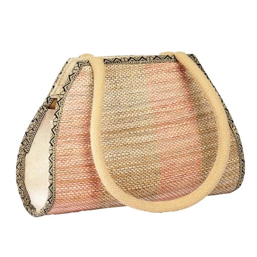 Handbags Natural wood color Banana Fiber Ladies Hand Bag, 0.2.5