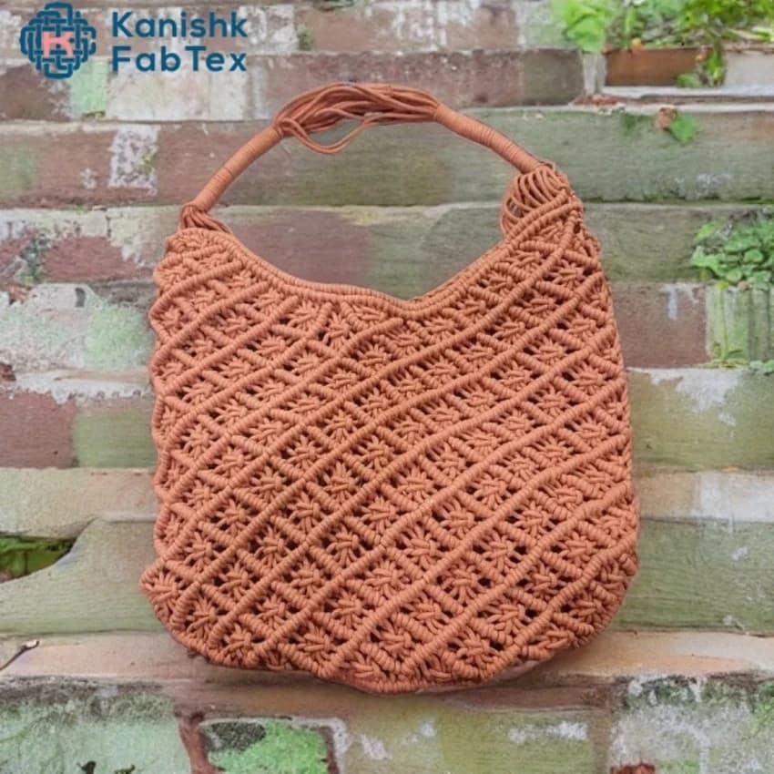 Orange Shoulder Bag Cotton Macrame Bags