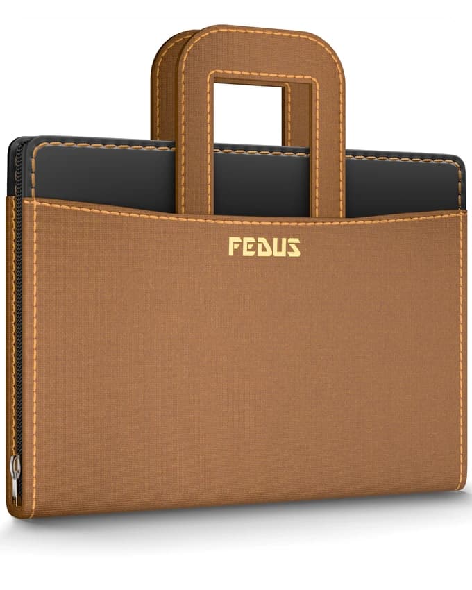 FEDUS 20 Leafs Foolscap 4-Ring Jute File Folder with Hidden Handle for Certificates & Documents